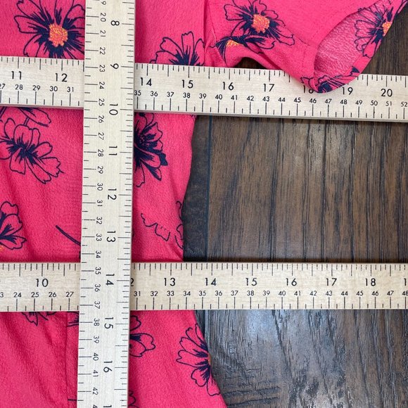 Gap A-Line Dress 2 Pink Blue Floral Sundress Short Sleeve V-Neck Women's - Picture 8 of 11